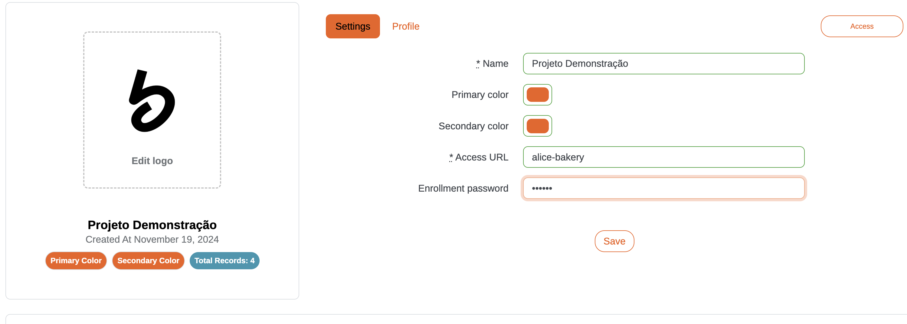 Defining the password